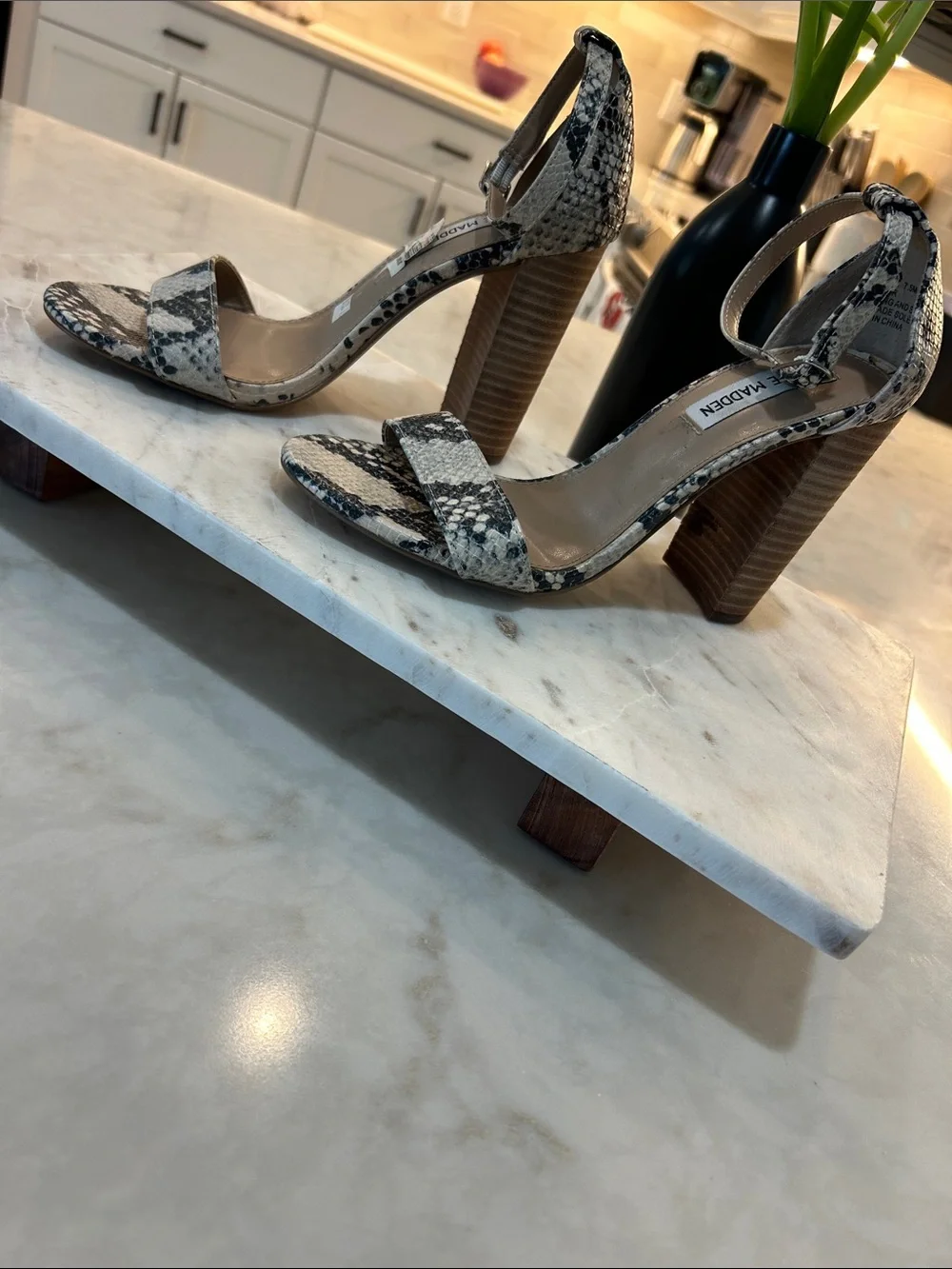 Steve Madden Women's Carrson Snake Block Heel Sandal